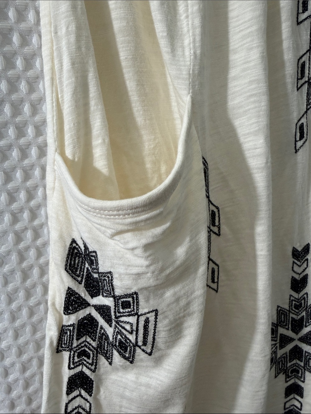Express Women’s Strapless Ivory Boho Dress With Black Embroidered Size Small - Picture 4 of 8